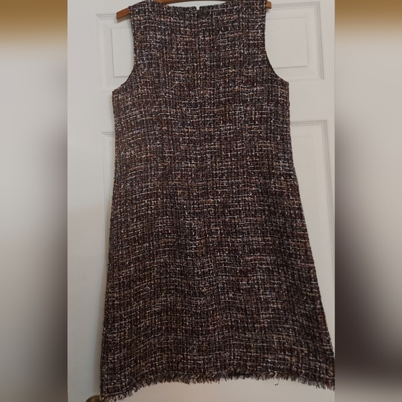 Dark Academia Dress Sleeveless Multitone Tweed Holiday Office Wear - Picture 5 of 14